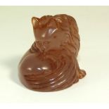 Japanese Netsuke of a Cat, Signed.