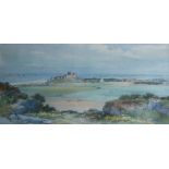 *Frank Watson Wood (1862-1953) - BAMBURGH. Watercolour. Signed. Dated 1936. Titled. 35cm x 72cm