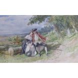 Clark Stanton (1832-1894) - THE OLD SQUIRES WOOING. Watercolour. Signed. 33cm x 54cm