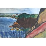 *John McNairn (1910-2009) - A COASTAL VILLAGE. Watercolour. Signed. 36cm x 55xcm