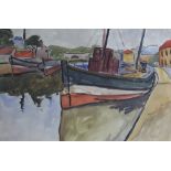 *John McNairn (1910-2009) - FISHING BOATS IN HARBOUR. Watercolour. Signed. 36cm x 55cm