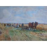 Archibald Kay - HARVEST AT KILMANY. Watercolour. Signed. Titled. Dated 1891. 28½cm x 38cm