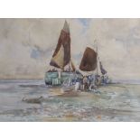 Robert McGown Coventry - HERRING FISHERS. Watercolour. Signed. 27cm x 36½cm