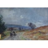 John Atkinson (1863-1924) - HORSE AND WAGON ON COUNTRY ROAD. Watercolour. Signed. 26½cm x 37cm