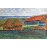 *John McNairn (1910-2009) – HAYSTACKS. Watercolour. Signed. 36cm x 54xcm