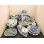 A large quantity of 19th century blue and white transfer printed pottery, to include a Masons