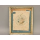 A Regency period Valentine, with hand painted centre of a seated lady, with cupid surround, by