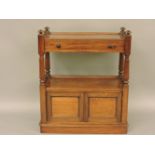 A Victorian mahogany buffet, with turned and fluted finials, the top section with a drawer, the base