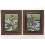 A pair of Japanese lacquered panels