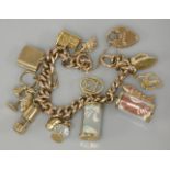 A 9ct gold bracelet, Chester 1903, and fourteen charms attached