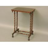 A small early 19th century rosewood occasional table, with satin wood banded top above spiral legs