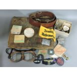 A quantity of militaria, to include flying goggles, a silk escape map of Burma/Siam/French