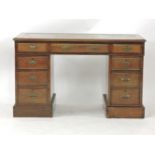 A late 19th century mahogany pedestal desk, leather inset top, 124 x 76cm