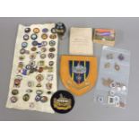 A quantity of enamel badges, for bowling clubs, unions and military regiments, a small quantity of