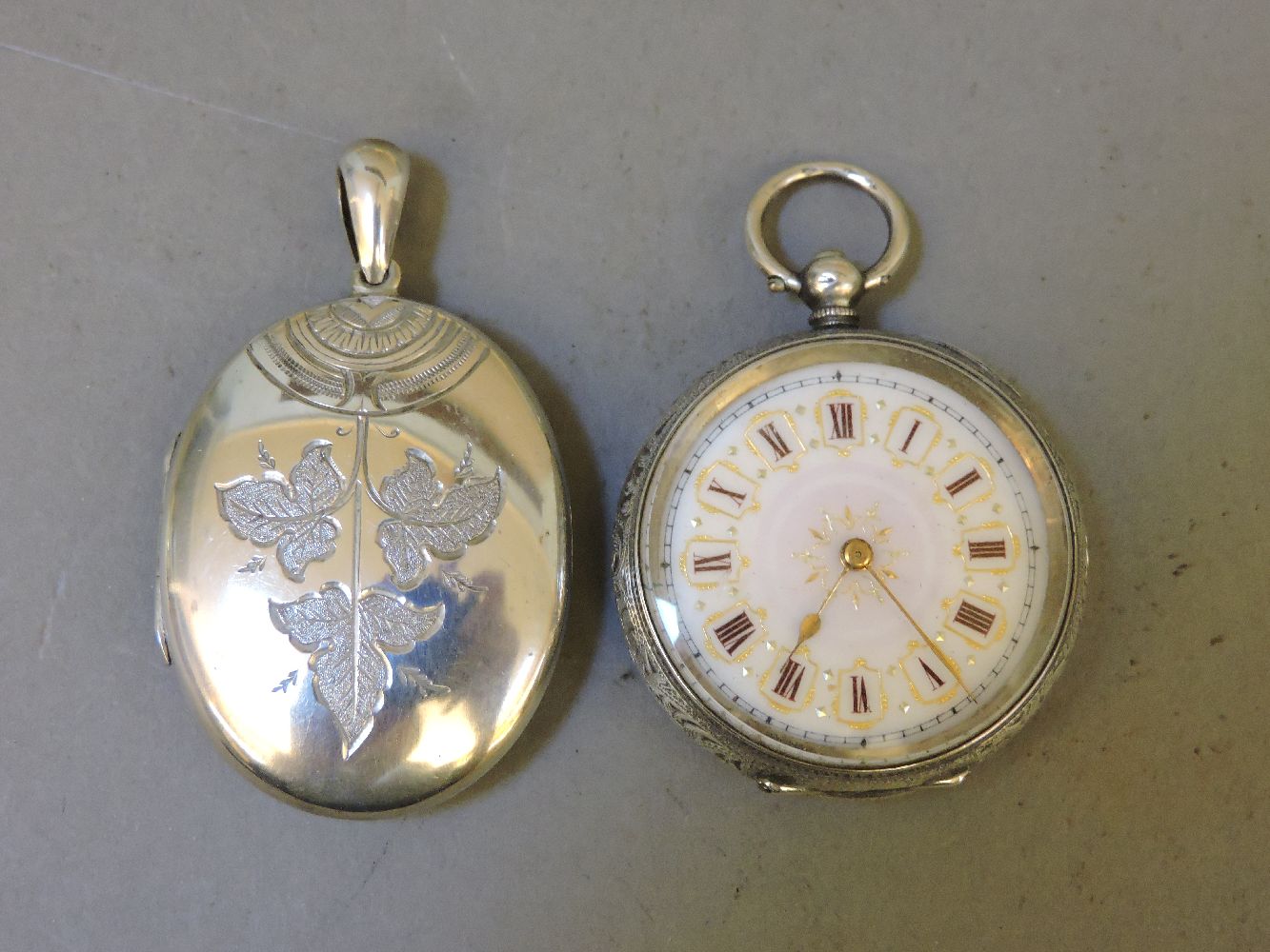 A sterling silver butterfly wing brooch, a Swiss silver fob watch, 0.935 standard, a silver - Bild 2 aus 2