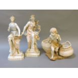 Ceramics, including a Royal Vienna Wahliss porcelain figure of a young boy pulling baskets, a pair