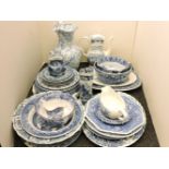 Various blue and white china, including jugs and plates