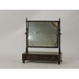 A 19th century inlaid mahogany dressing mirror, with two drawer box base, 64cm wide, 76cm high