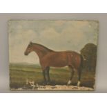 English SchoolRACE HORSE IN NATURALISTIC SURROUNDINGS, RACING FLATS AND WOOD TO THE