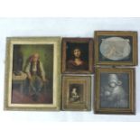 19th century Continental SchoolSLEEPING PEASANTOil on canvas49 x 34cm;and four further Victorian