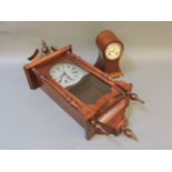 An Edwardian style mantel time piece, white painted dial with Arabic numerals, together with a