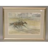 R BlackTWO RACEHORSESSigned, pastel