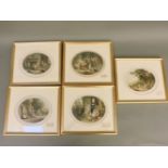 A set of five Victorian prints after le Blonde, 'Good News', 'The Swing', 'Blowing Bubbles', 'The