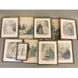 A large quantity of 19th century fashion prints, many in Hogarth frames, approximately 10cm