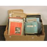 Old machinery manuals, advertising brochures, engineering equipment, Decca TV service manuals, etc