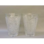 A pair of large good quality cut glass vases, 37cm high