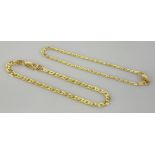 Two gold filed anchor link chain bracelets, marked 14k and tested as approximately 14ct gold, 6.98g