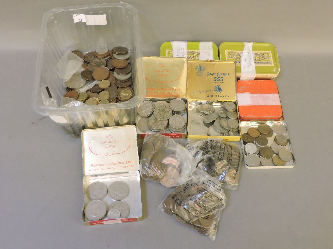 A box of mixed coinage