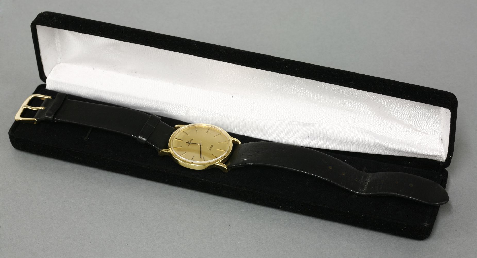 A gentleman's gold plated Omega de Ville strap watch