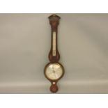 A George III shell inlaid banjo barometer, maker B Ferari, Beeches