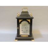 A George II style ebonised bracket clock, the silvered dial engraved Cattermoul, the German movement