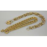 A 9ct gold rope chain, and a 9ct gold gate bracelet, 12.06g