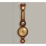 A strung mahogany wheel barometer, 97cm high