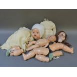 A German Seyarth & Reinhardt bisque head doll, numbered 312/1, and two other composite dolls