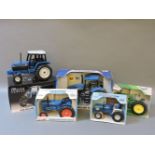 Six modern die cast model tractors, 1/16 and 1/32 scale, five boxed