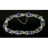 An Arts and Crafts silver and enamel bracelet, c.1900,attributed to Murrle Bennett, a series of