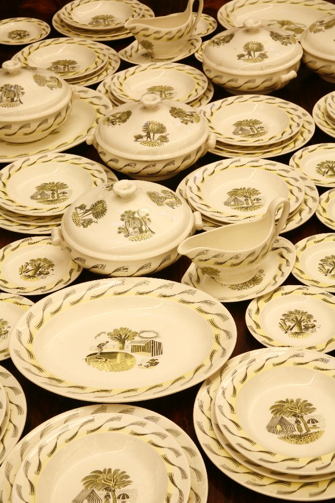An extensive Wedgwood 'Garden' dinner service,designed by Eric Ravilious, twelve place settings