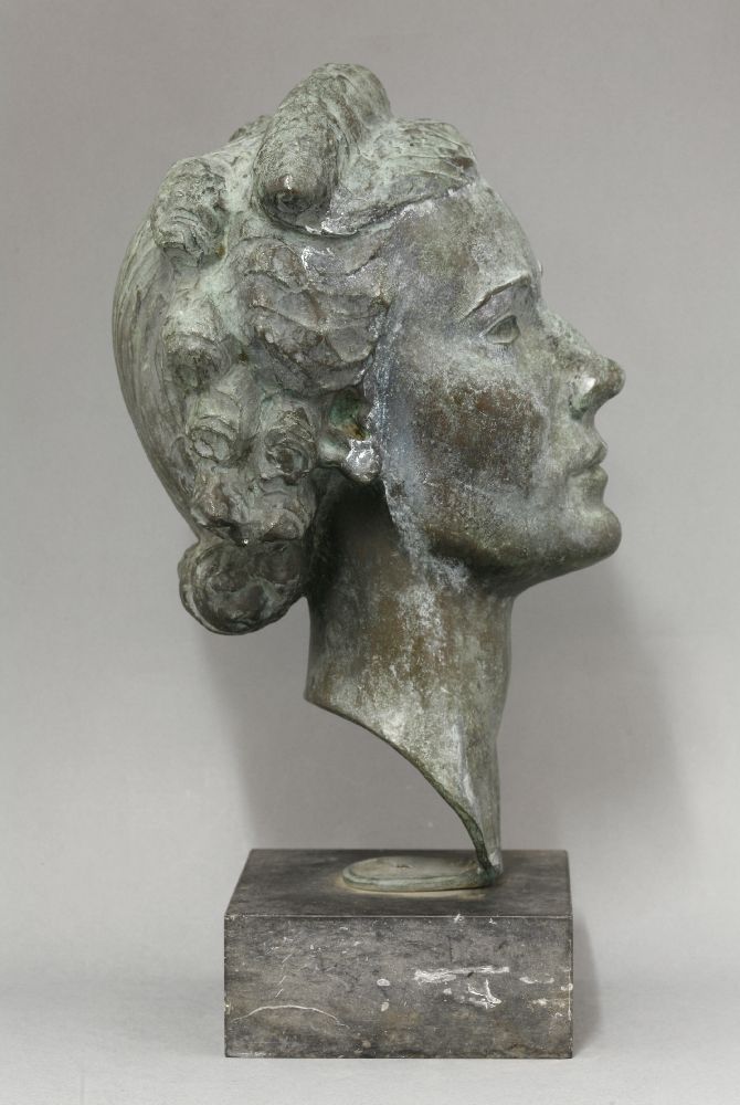 Nicolaus Koni (Hungarian-American, 1911-2000),a bronze portrait bust, Mrs Bonham Carter, signed - Image 4 of 5