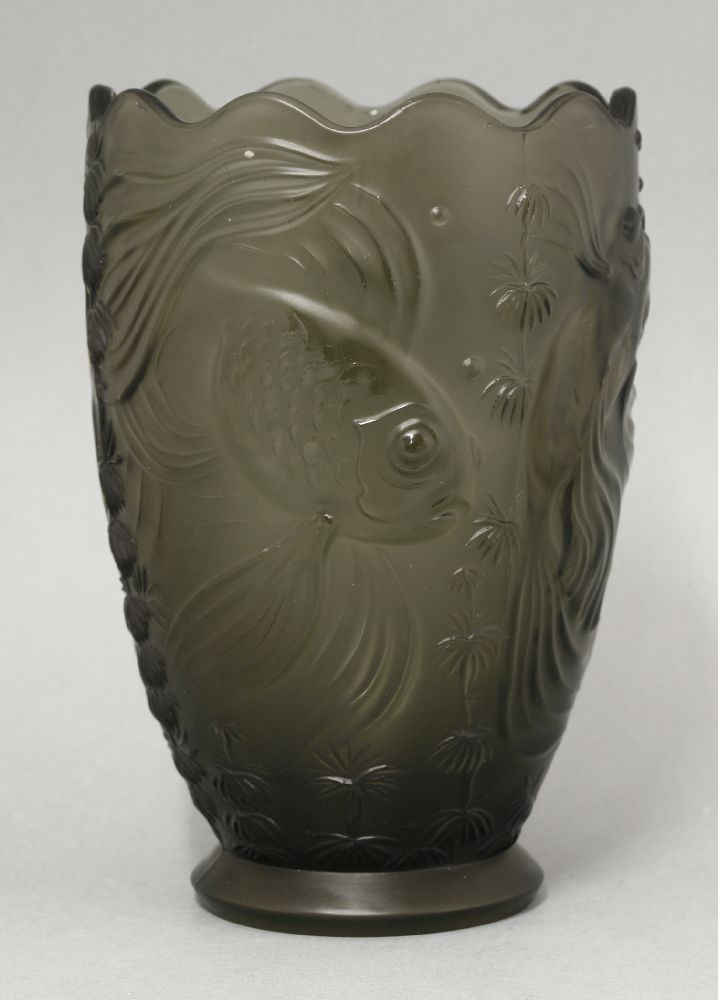 A Barolac Bohemian moulded glass vase,19cm high
