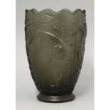 A Barolac Bohemian moulded glass vase,19cm high