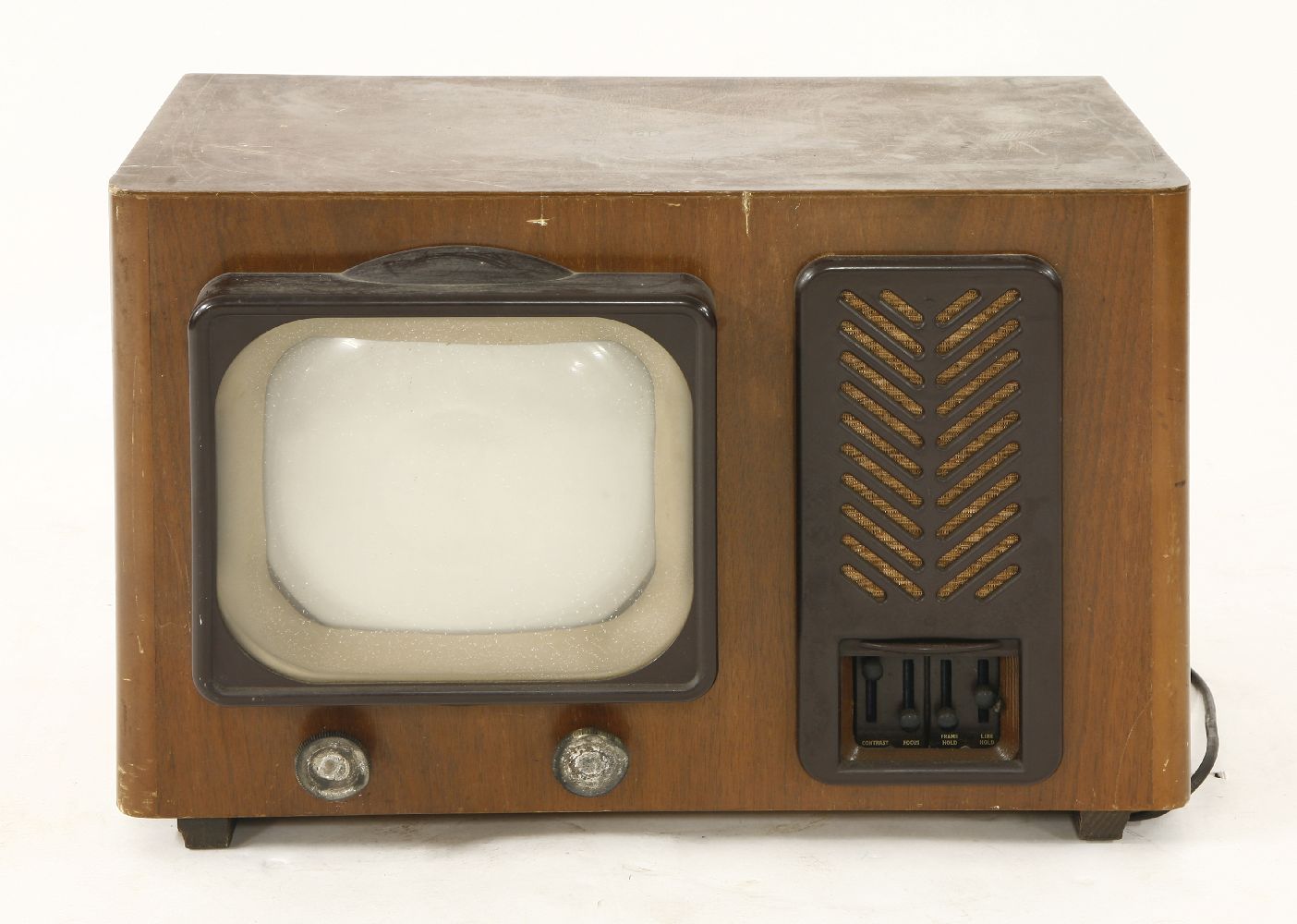 A Pye BT16 walnut-cased television receiver,with instruction manual,54.5cm wide