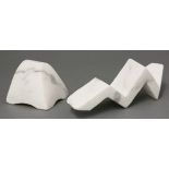 Agneta Stening (b.1954),two forms, white marble, signed with monogram,8 and 17cm long