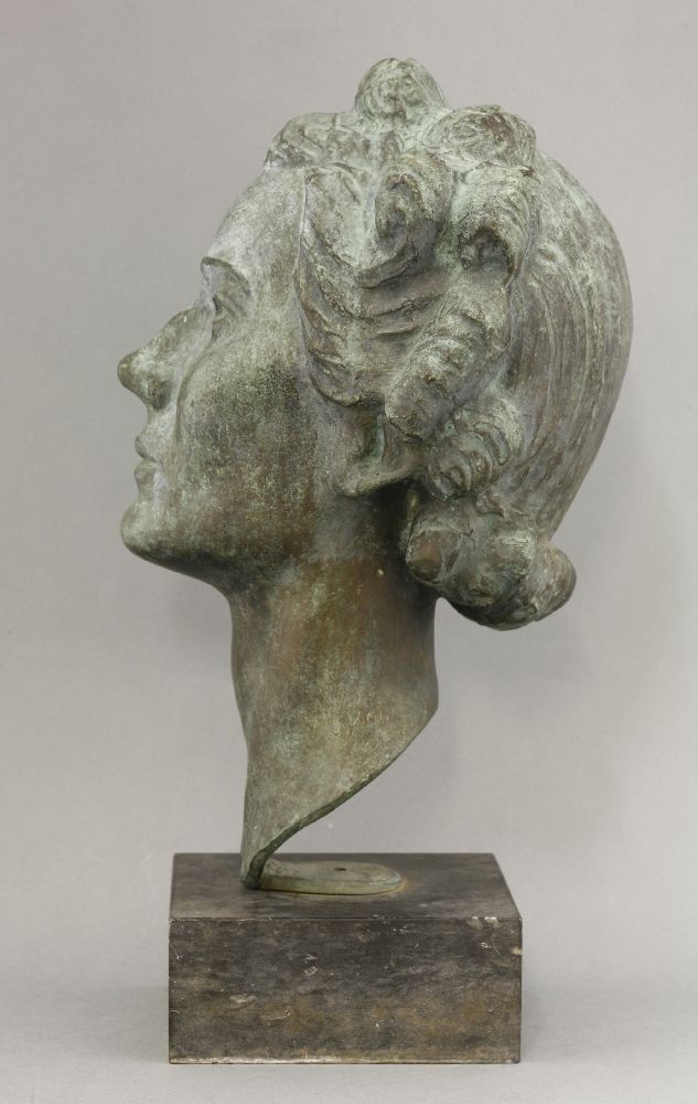 Nicolaus Koni (Hungarian-American, 1911-2000),a bronze portrait bust, Mrs Bonham Carter, signed - Image 2 of 5