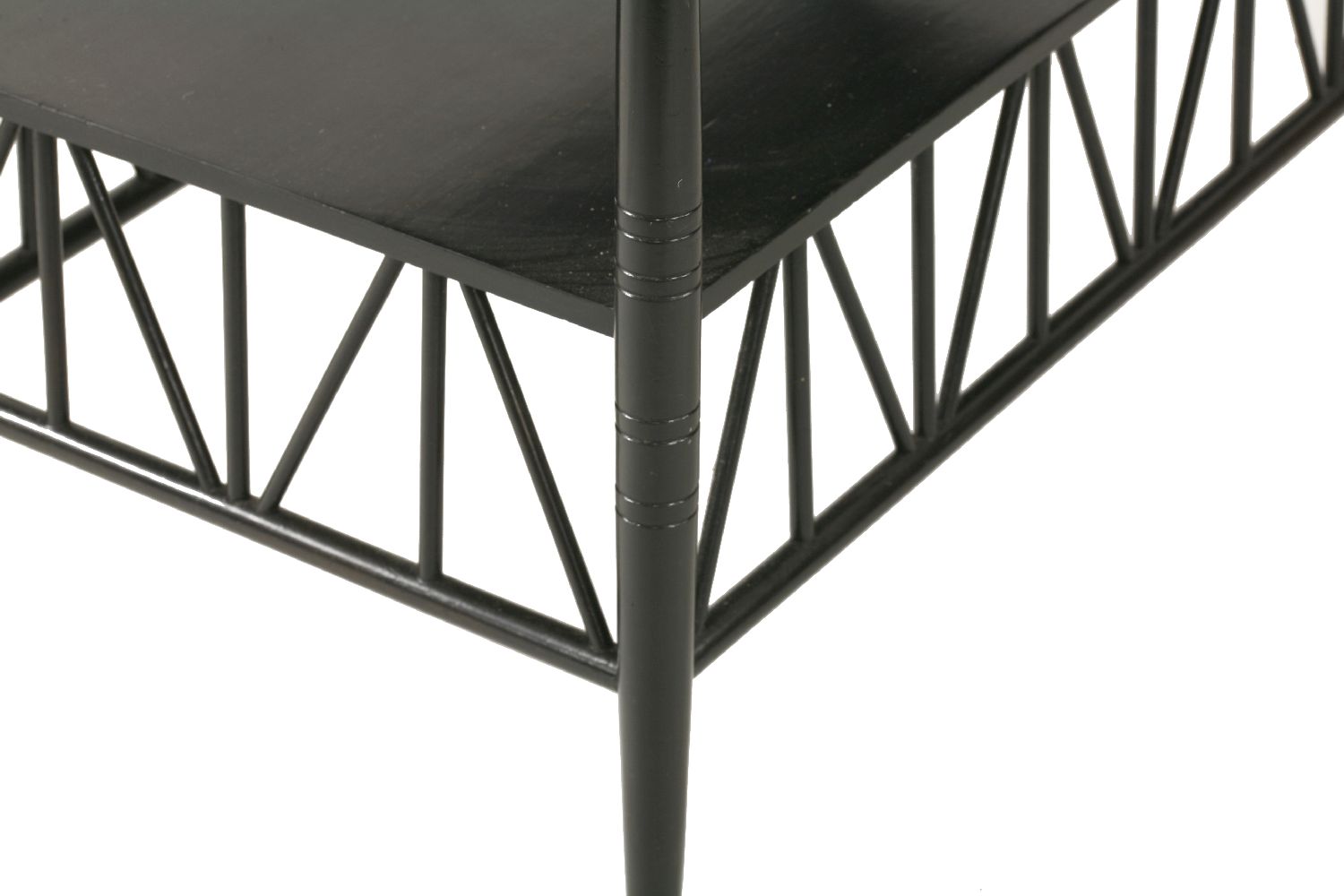 An Aesthetic ebonised side table,designed by E W Godwin, the rectangular top raised with ring turned - Image 4 of 4