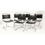 Six chrome and leather cantilever chairs,designed by Mies van der Rohe (6)