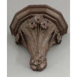 R W Martin & Brothers stoneware wall bracket, the bracket modelled as bunches of primroses and